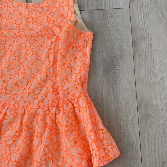 Bright Orange Sleeeveless Lace Top - Picture 3 of 7
